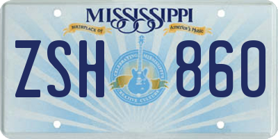 MS license plate ZSH860