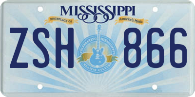 MS license plate ZSH866