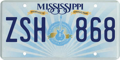 MS license plate ZSH868