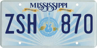 MS license plate ZSH870