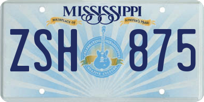 MS license plate ZSH875