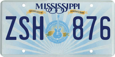 MS license plate ZSH876