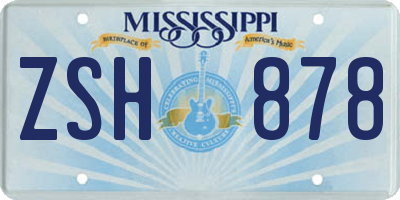 MS license plate ZSH878