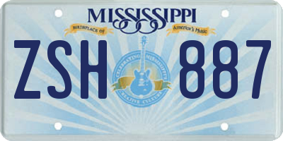 MS license plate ZSH887