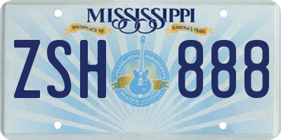 MS license plate ZSH888