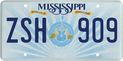 MS license plate ZSH909