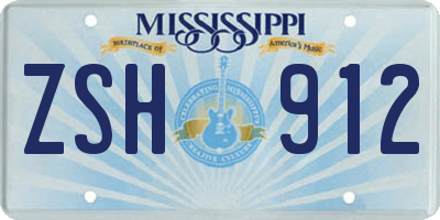MS license plate ZSH912