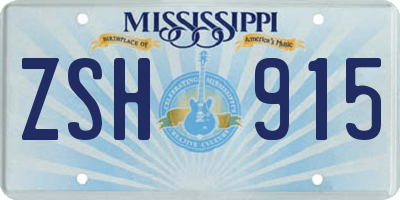 MS license plate ZSH915