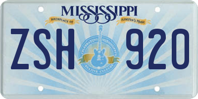 MS license plate ZSH920