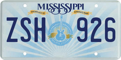 MS license plate ZSH926