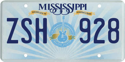 MS license plate ZSH928