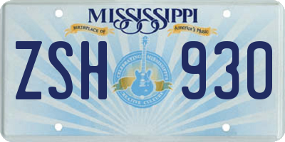 MS license plate ZSH930