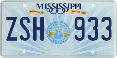 MS license plate ZSH933