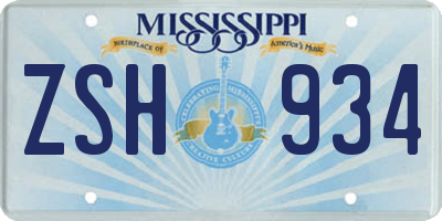 MS license plate ZSH934