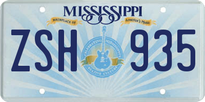 MS license plate ZSH935