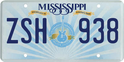 MS license plate ZSH938