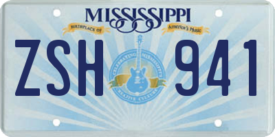MS license plate ZSH941