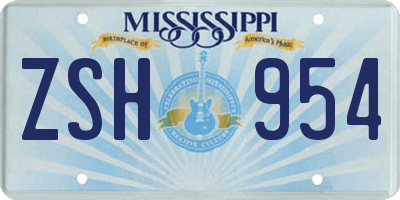 MS license plate ZSH954