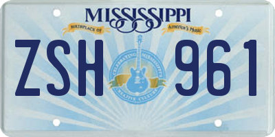 MS license plate ZSH961