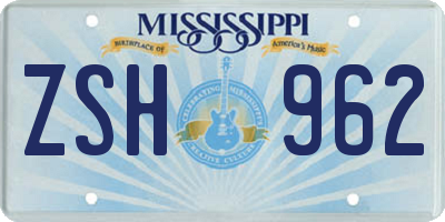 MS license plate ZSH962