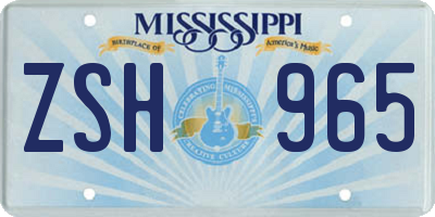 MS license plate ZSH965