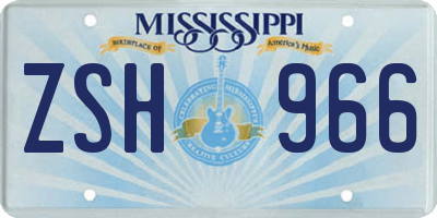 MS license plate ZSH966