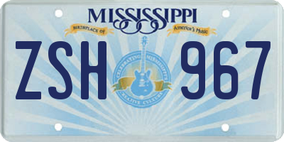MS license plate ZSH967