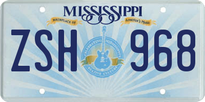 MS license plate ZSH968