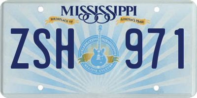 MS license plate ZSH971