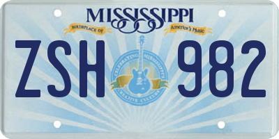 MS license plate ZSH982
