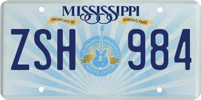 MS license plate ZSH984