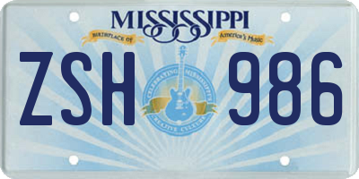 MS license plate ZSH986