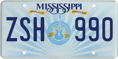 MS license plate ZSH990