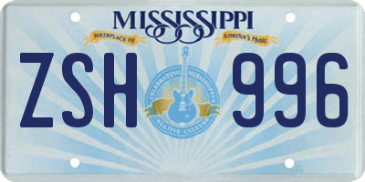 MS license plate ZSH996