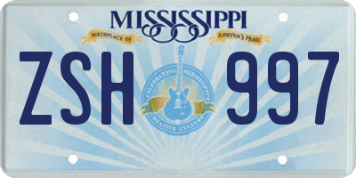 MS license plate ZSH997