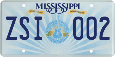 MS license plate ZSI002