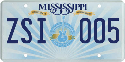 MS license plate ZSI005