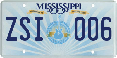 MS license plate ZSI006