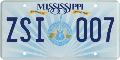 MS license plate ZSI007
