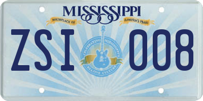 MS license plate ZSI008