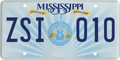 MS license plate ZSI010
