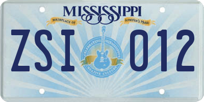 MS license plate ZSI012