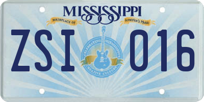 MS license plate ZSI016