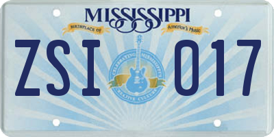 MS license plate ZSI017