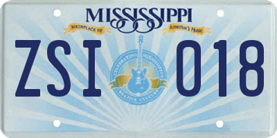 MS license plate ZSI018
