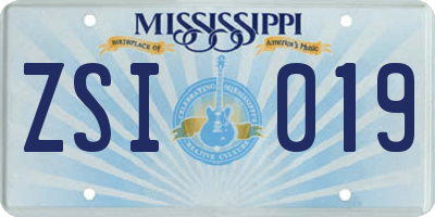 MS license plate ZSI019