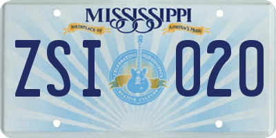 MS license plate ZSI020