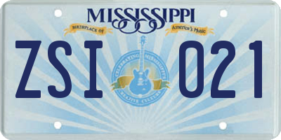 MS license plate ZSI021