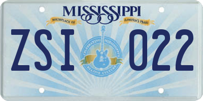 MS license plate ZSI022