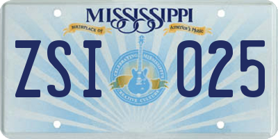 MS license plate ZSI025